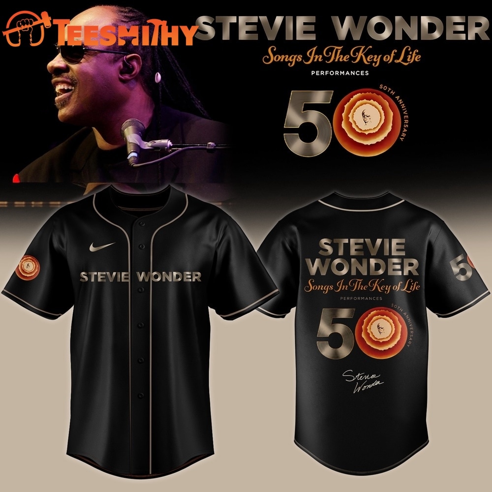 Stevie Wonder Songs in the Key of Life Performances 50th Anniversary Signed Black Baseball Jersey