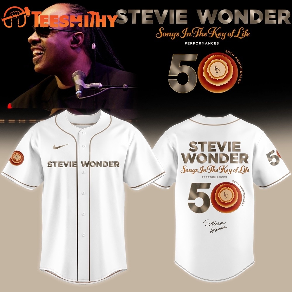 Stevie Wonder Songs in the Key of Life Performances 50th Anniversary Signed White Baseball Jersey