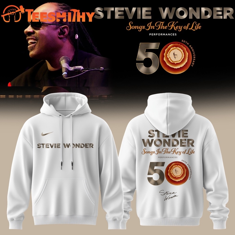 Stevie Wonder Songs in the Key of Life Performances 50th Anniversary Signed White Hoodie