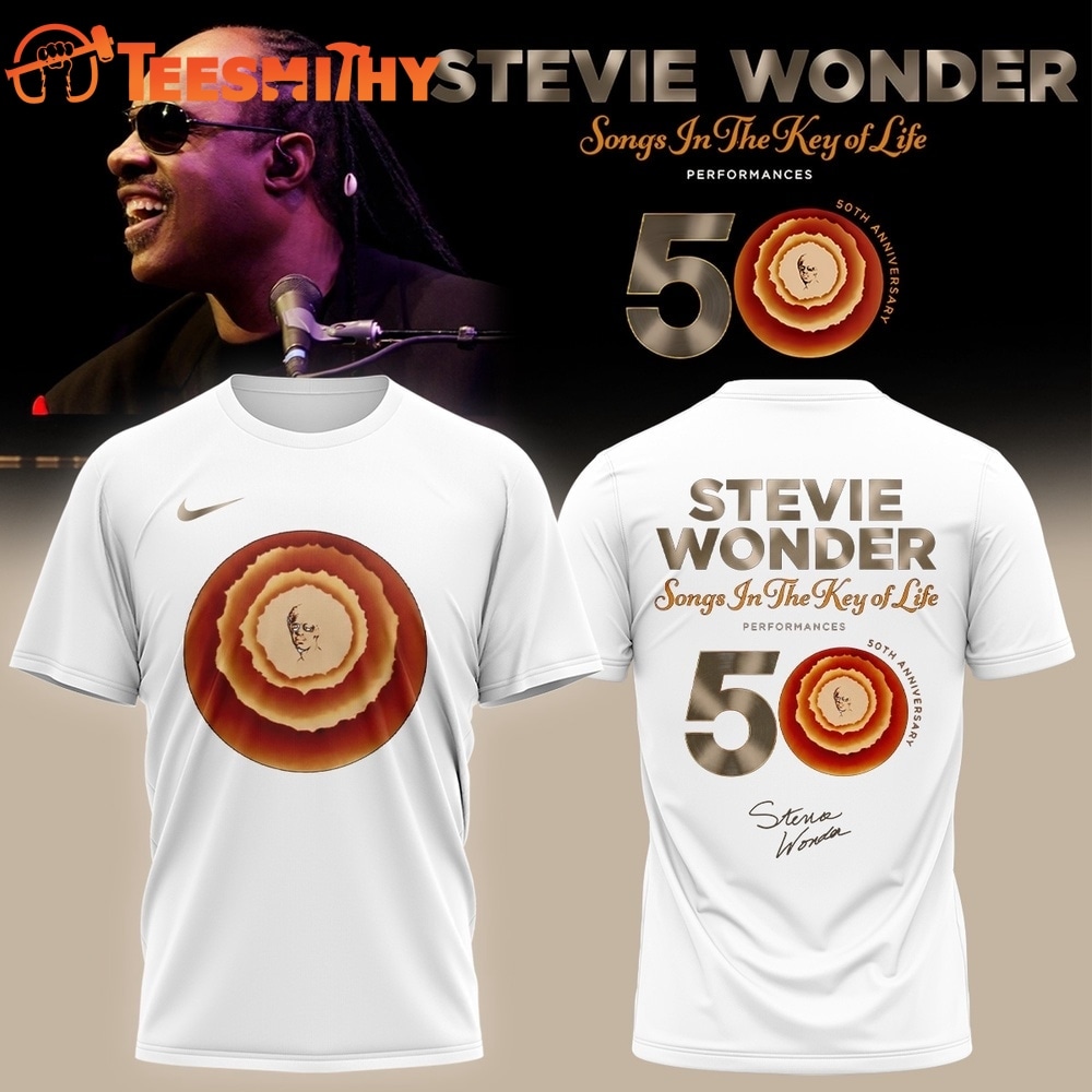 Stevie Wonder Songs in the Key of Life Performances 50th Anniversary White T Shirt