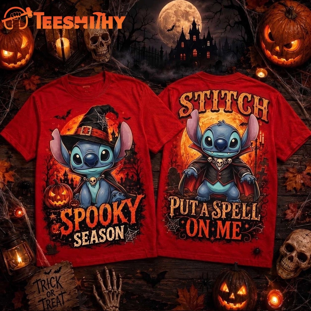 Stitch Witch Hat And Vampire Cape Halloween Nights 3D Shirt