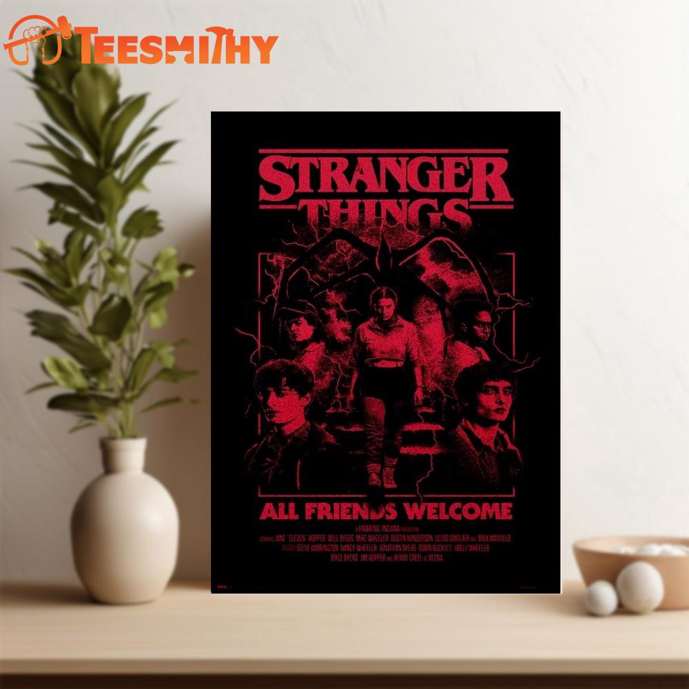 Stranger Things Season 5 All Friends Welcome Movies 2025 Art Poster Canvas