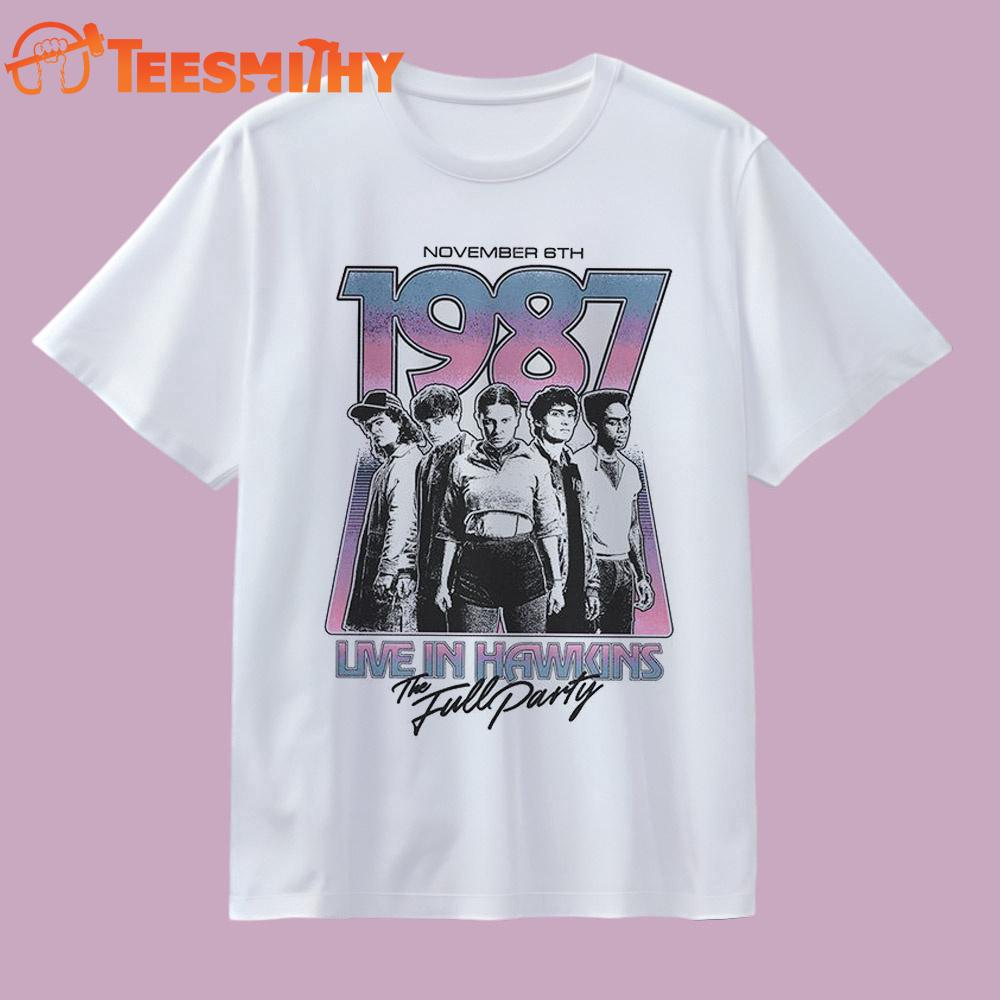 Stranger Things Season 5 Hawkins 1987 Group Tour T Shirt