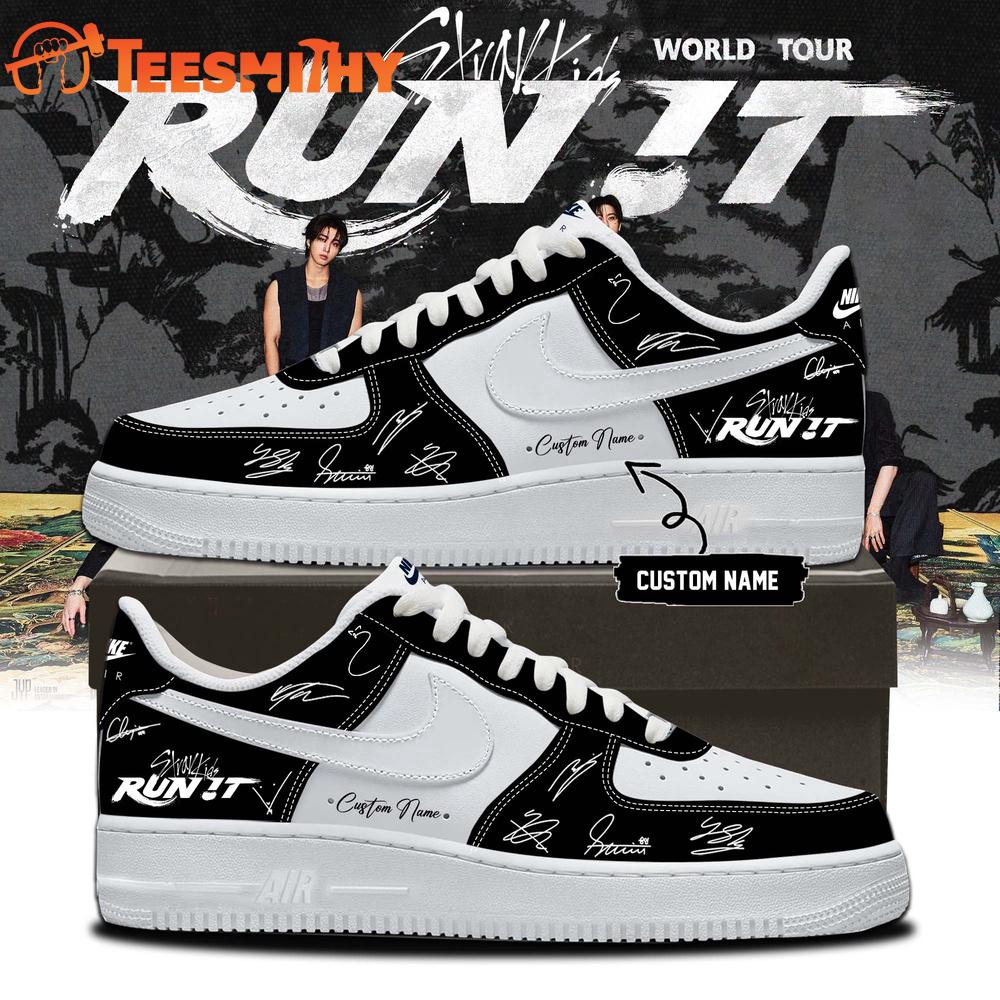 Stray Kids World Tour RUN IT 2026 Signature Black Air Force 1 Shoes