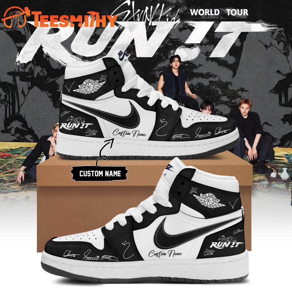Stray Kids World Tour RUN IT 2026 Signature Black Air Jordan 1 Shoes