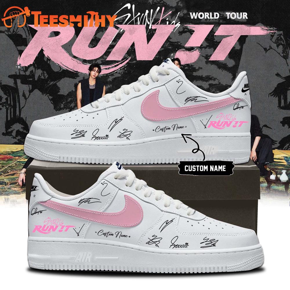 Stray Kids World Tour RUN IT 2026 Signature White Air Force 1 Shoes