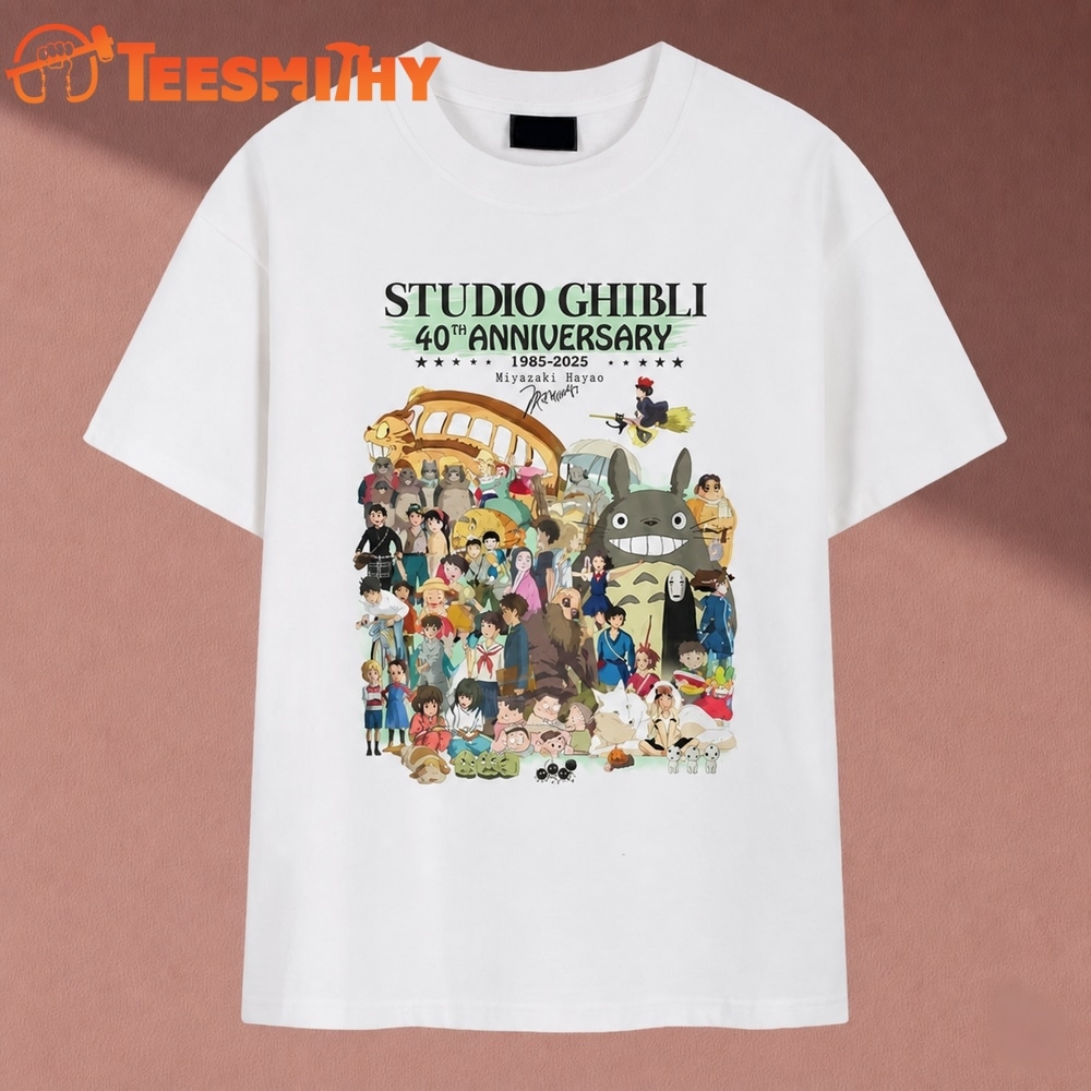 Studio Ghibli 40th Anniversary 1985 2025 Hayao Miyazaki Characters Graphic T Shirt