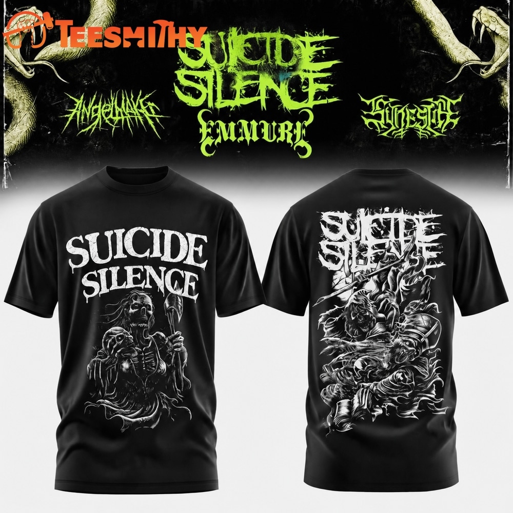 Suicide Silence Reminders of Hell Tour 2026 Graphic Black T Shirt