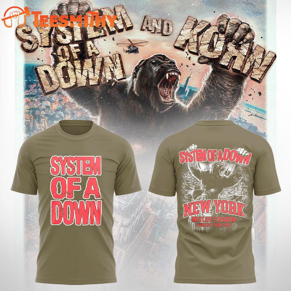 System Of A Down And Korn New York 2025 Tour New 3D Shirt System Of A Down And Korn New York 2025 Tour New 3D Shirt