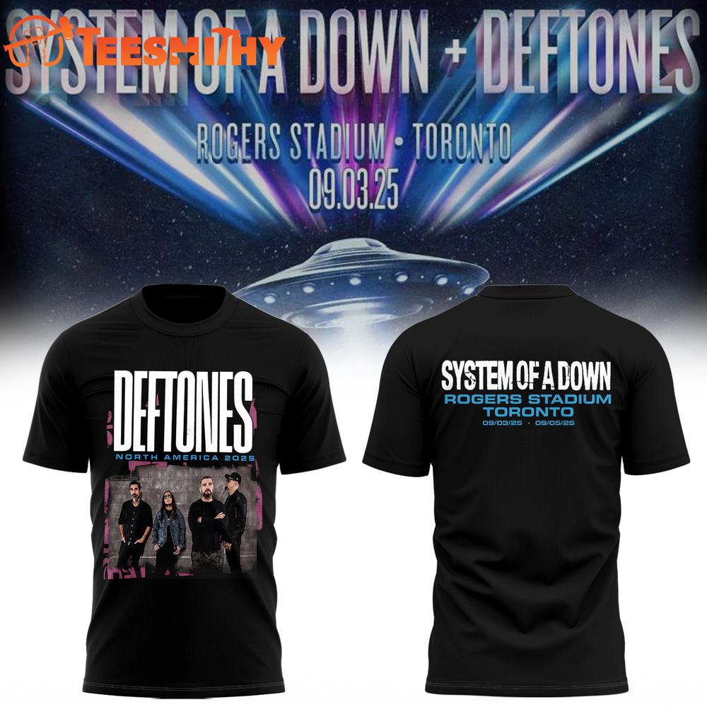 System Of A Down Deftones Toronto 2025 Tour Graphic Design T Shirt System Of A Down Deftones Toronto 2025 Tour Graphic Design T Shirt