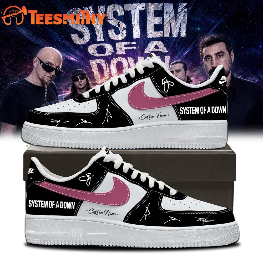 System of a Down Europe UK Stadium Tour 2026 Signature Black Air Force 1 Shoes