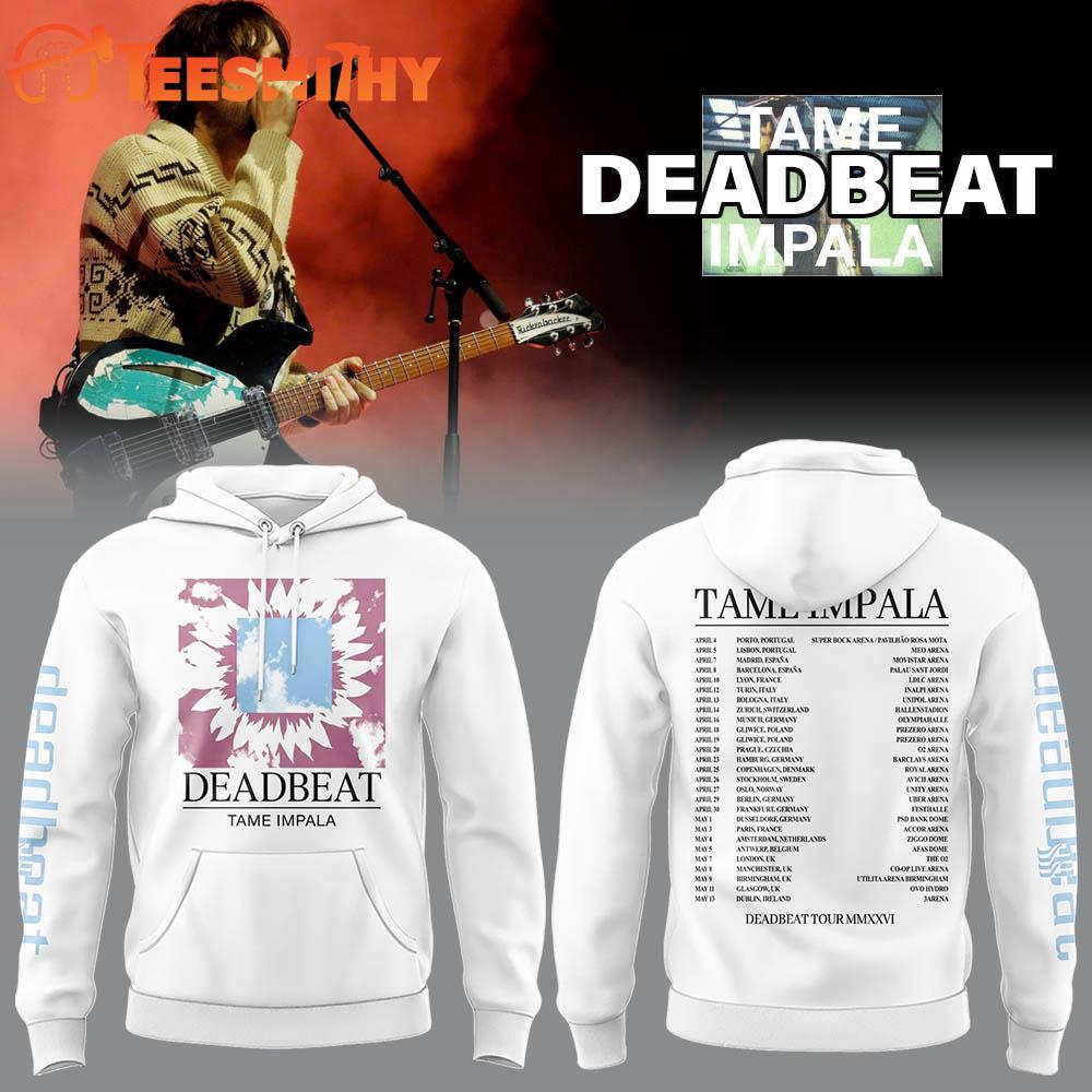 Tame Impala Dead Beat 2026 Tour White Hoodie