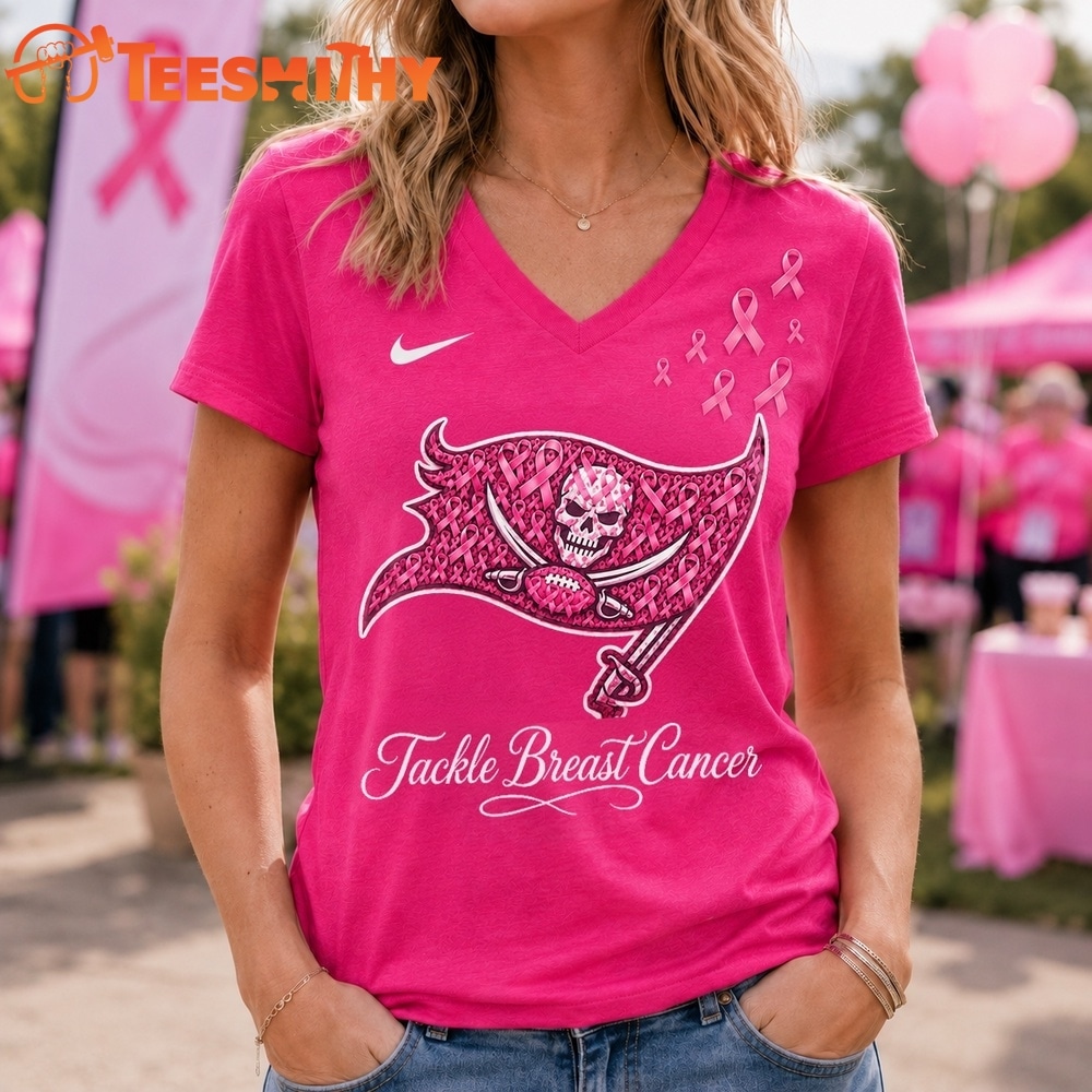 Tampa Bay Buccaneers 2026 NFL Tackle Breast Cancer V neck T Shirt