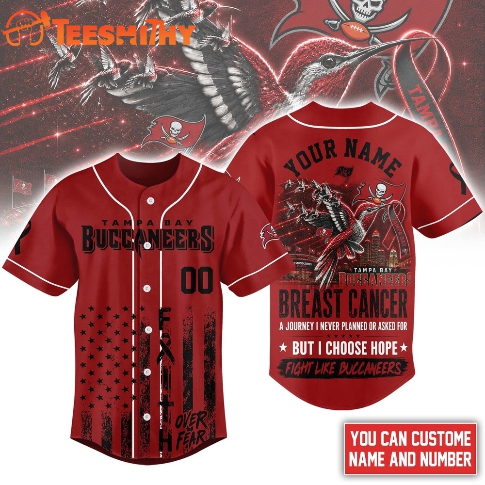 Tampa Bay Buccaneers NFL Breast Cancer Hope Over Fear Baseball Jersey