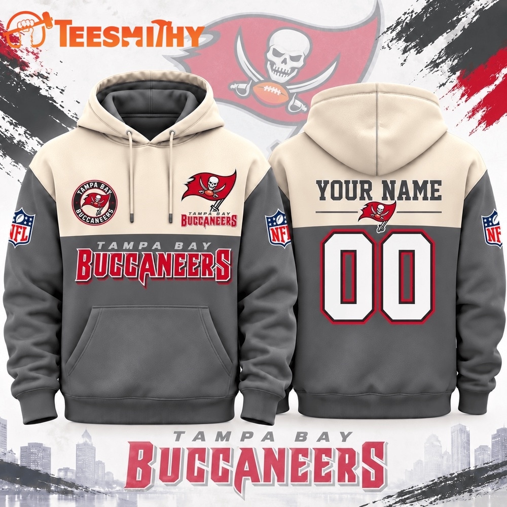 Tampa Bay Buccaneers NFL Custom Varsity Colorblock Pullover Hoodie