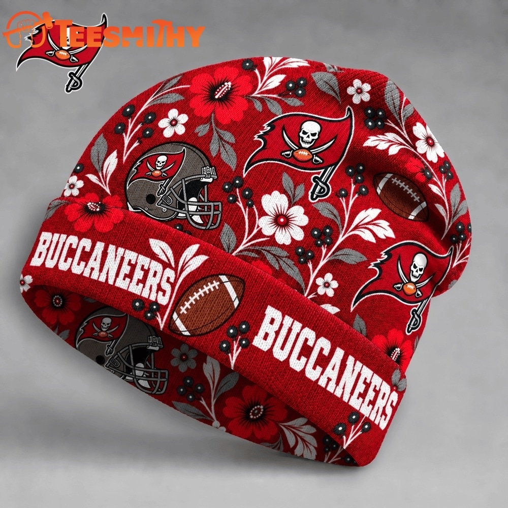 Tampa Bay Buccaneers NFL Floral Team Pride Christmas Beanie Hats