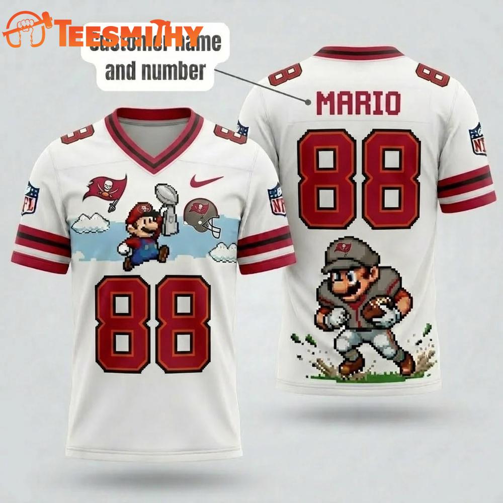 Tampa Bay Buccaneers NFL Mario 2026 Design Football Jersey