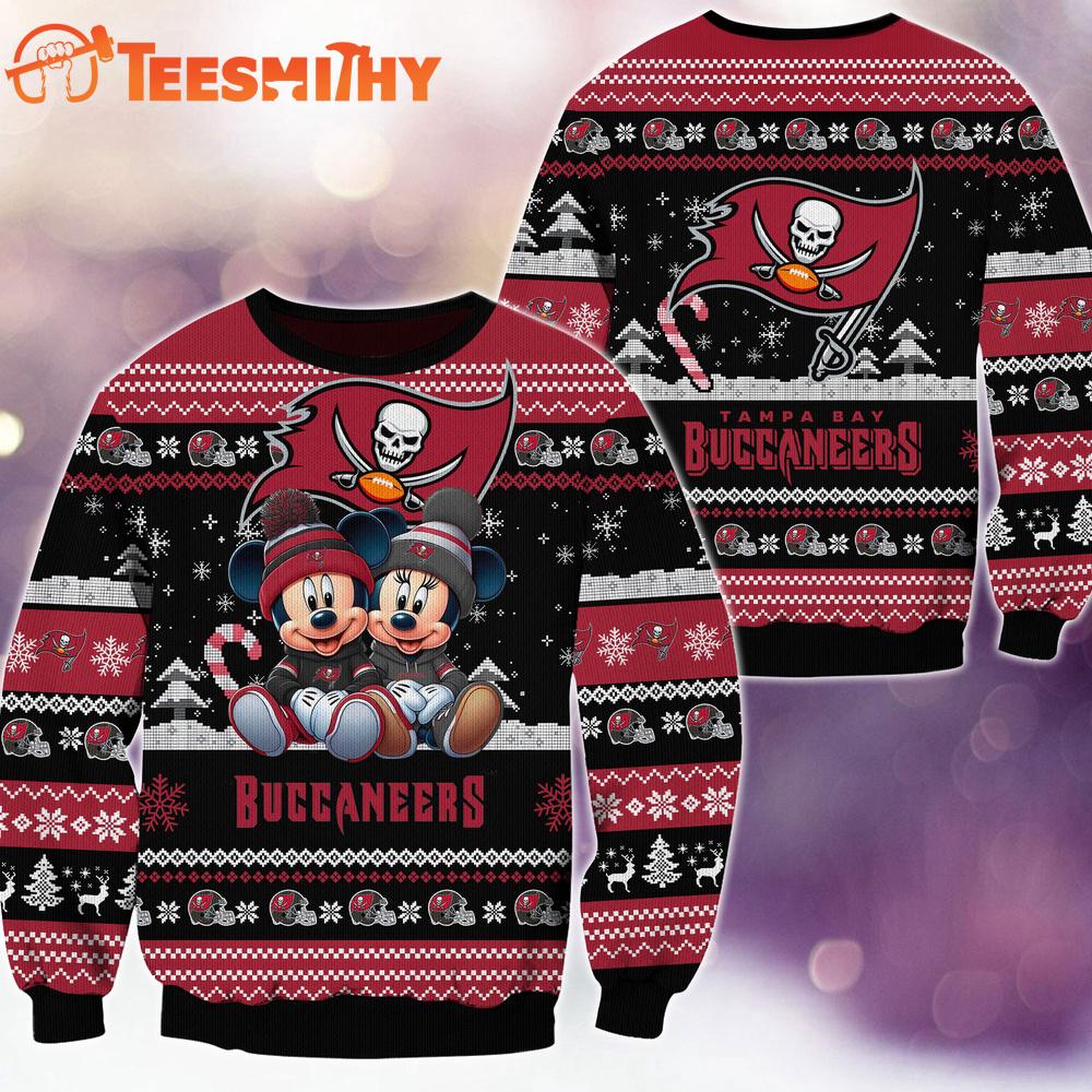 Tampa Bay Buccaneers NFL Mickey Minnie Ugly Christmas Sweater