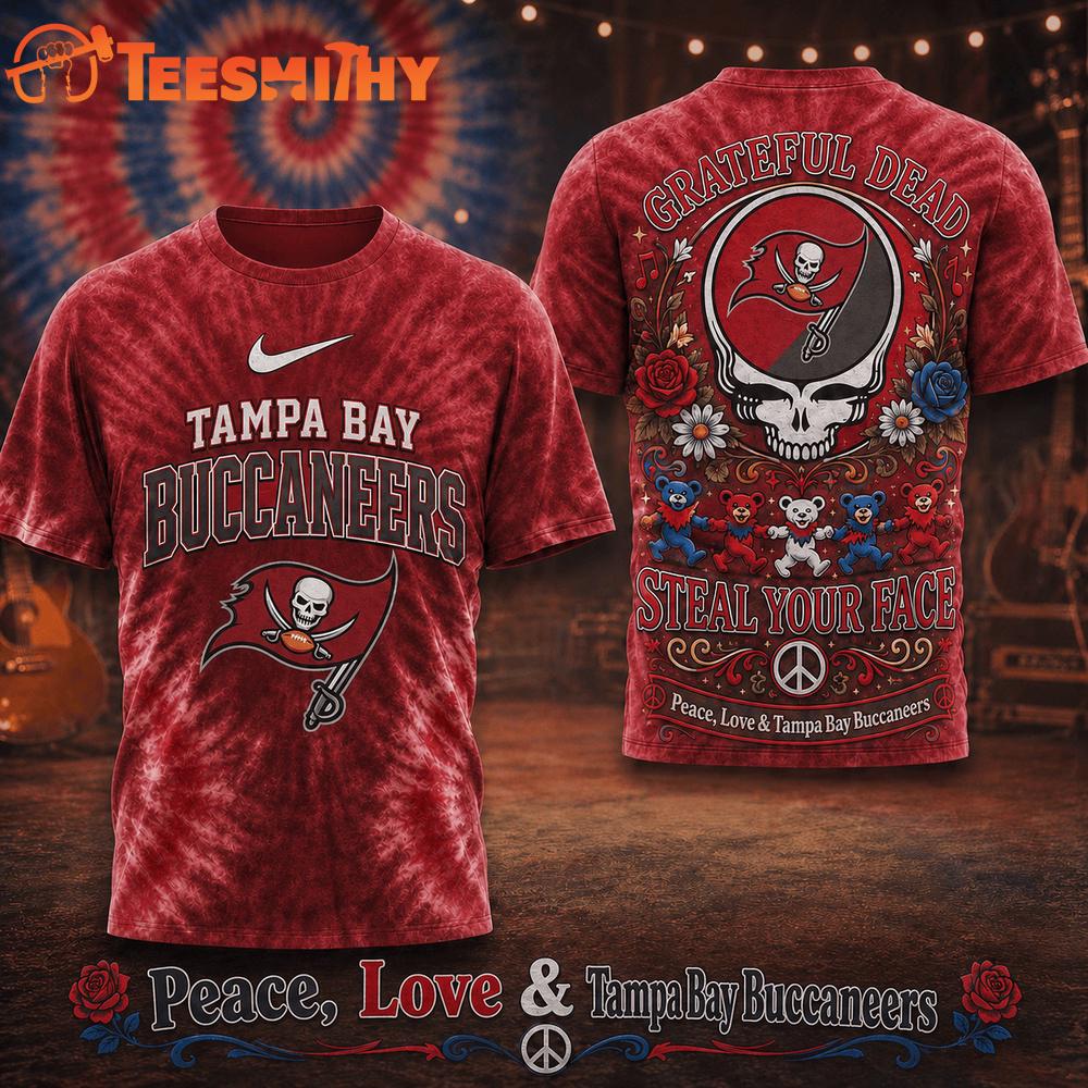 Tampa Bay Buccaneers NFL Peace Love Greateful Dead Special New 3D Shirt