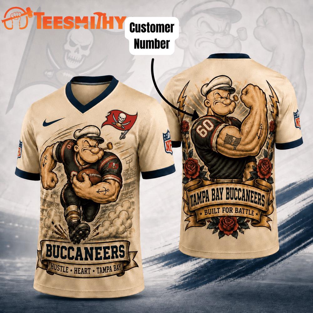 Tampa Bay Buccaneers NFL Popeye Vintage Tattoo Football Jersey