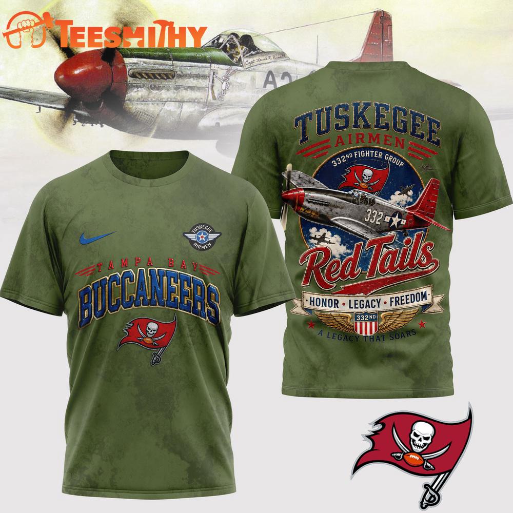 Tampa Bay Buccaneers NFL Red Tails Legacy Game Day 3D T-Shirt