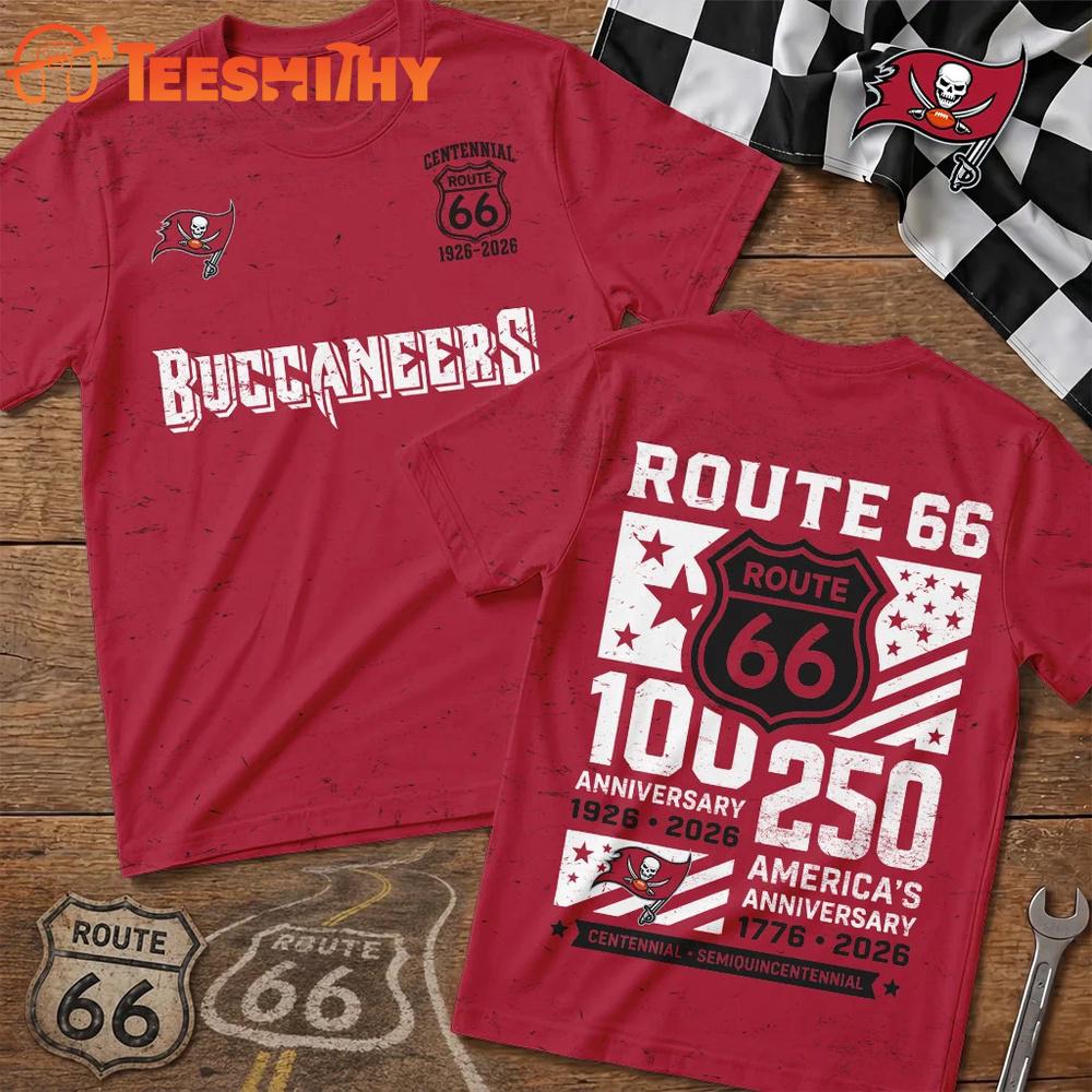 Tampa Bay Buccaneers NFL Route 66 Centennial Limited 3D T Shirt