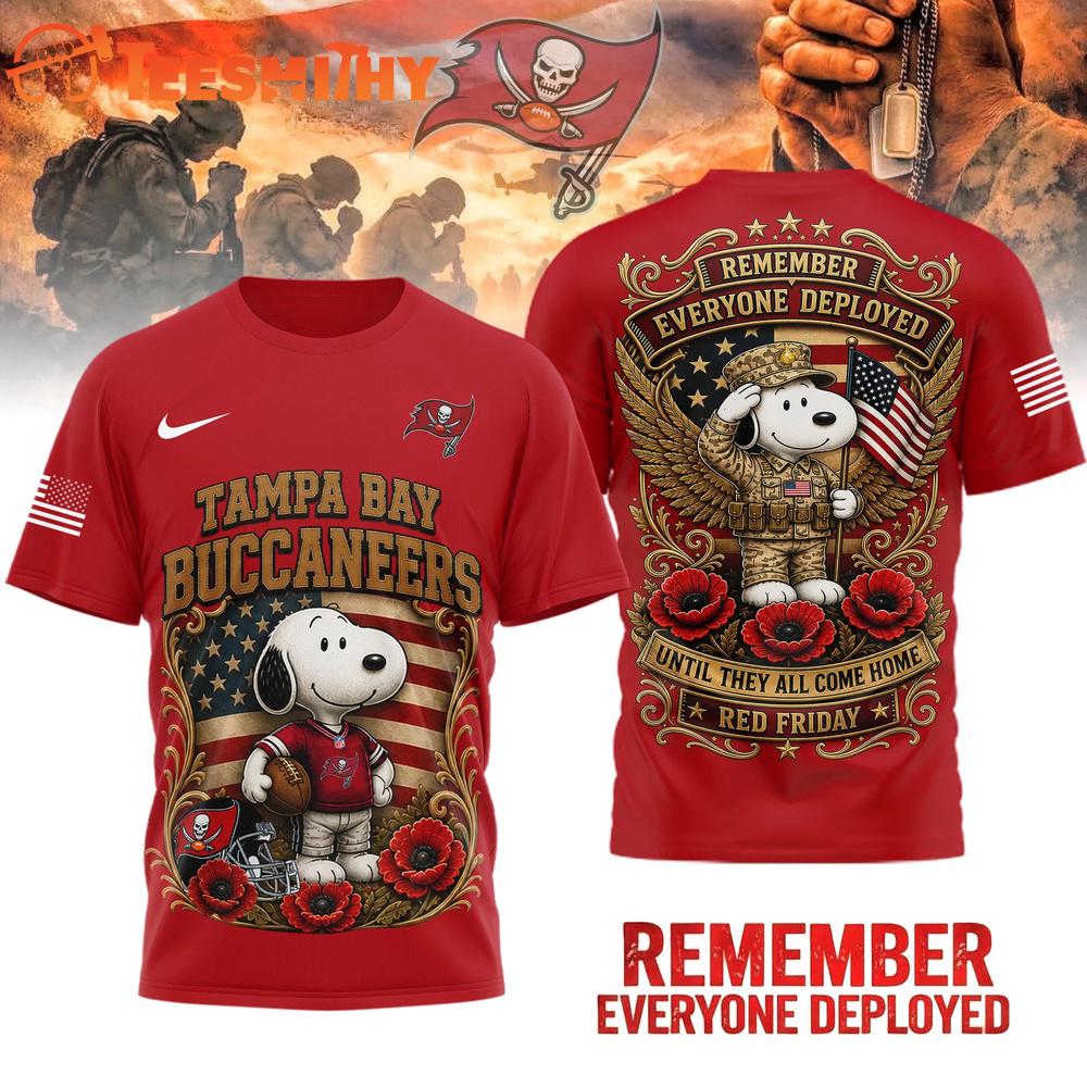 Tampa Bay Buccaneers NFL Snoopy Remember Everyone Deployed 3D Shirt