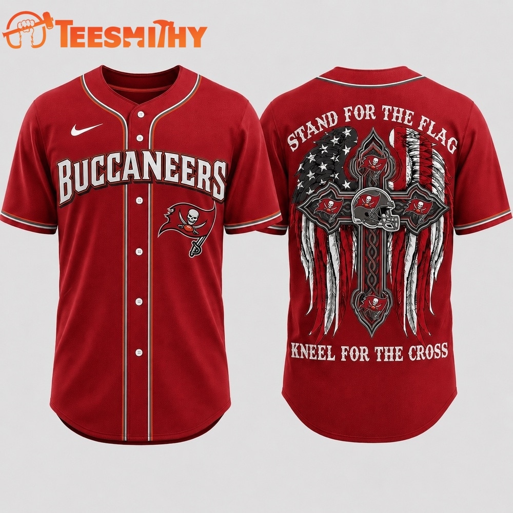 Tampa Bay Buccaneers NFL Stand For The Flag Kneel For The Cross Baseball Jersey Shirt