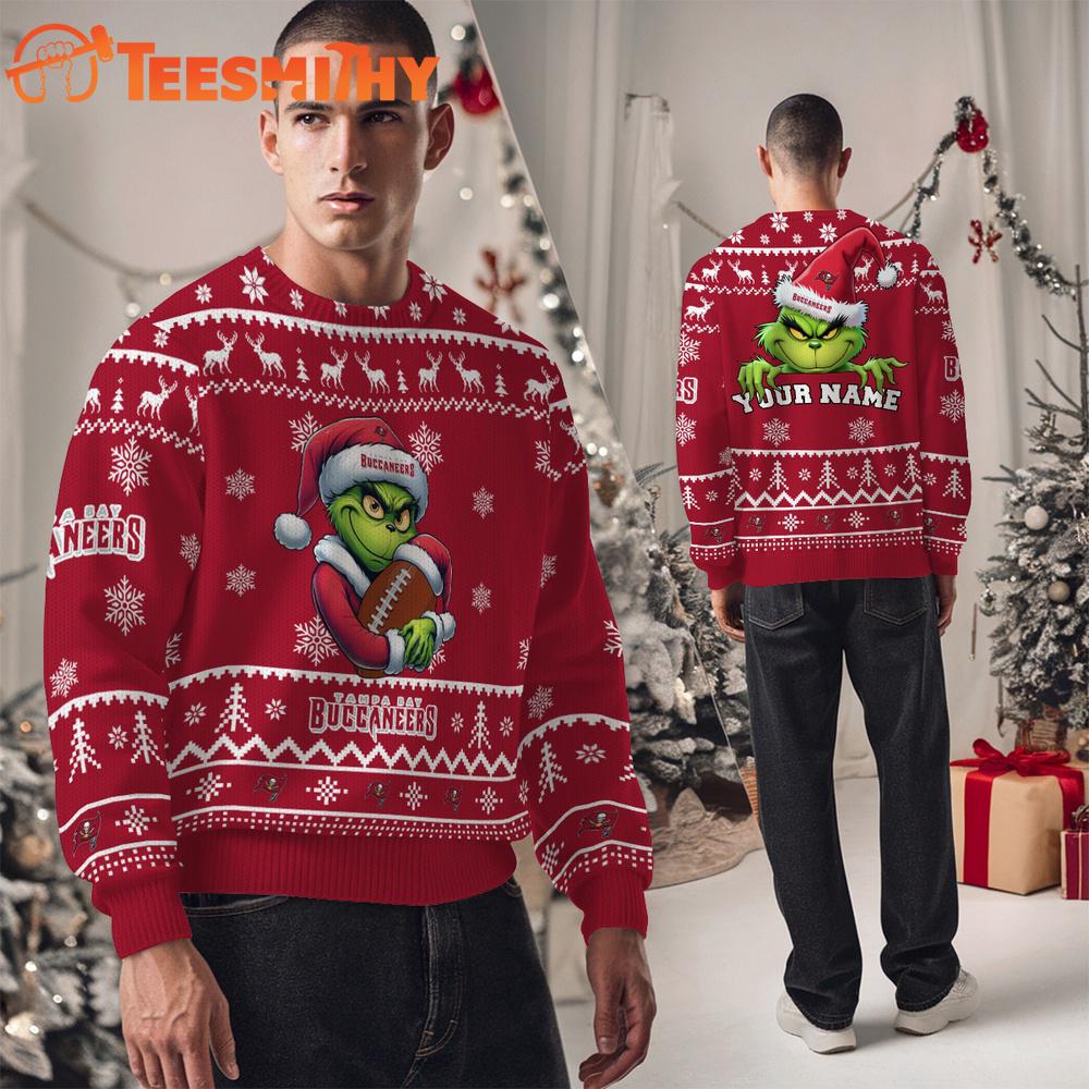 Tampa Bay Buccaneers NFL Team Color Grinch Ugly Christmas Sweater