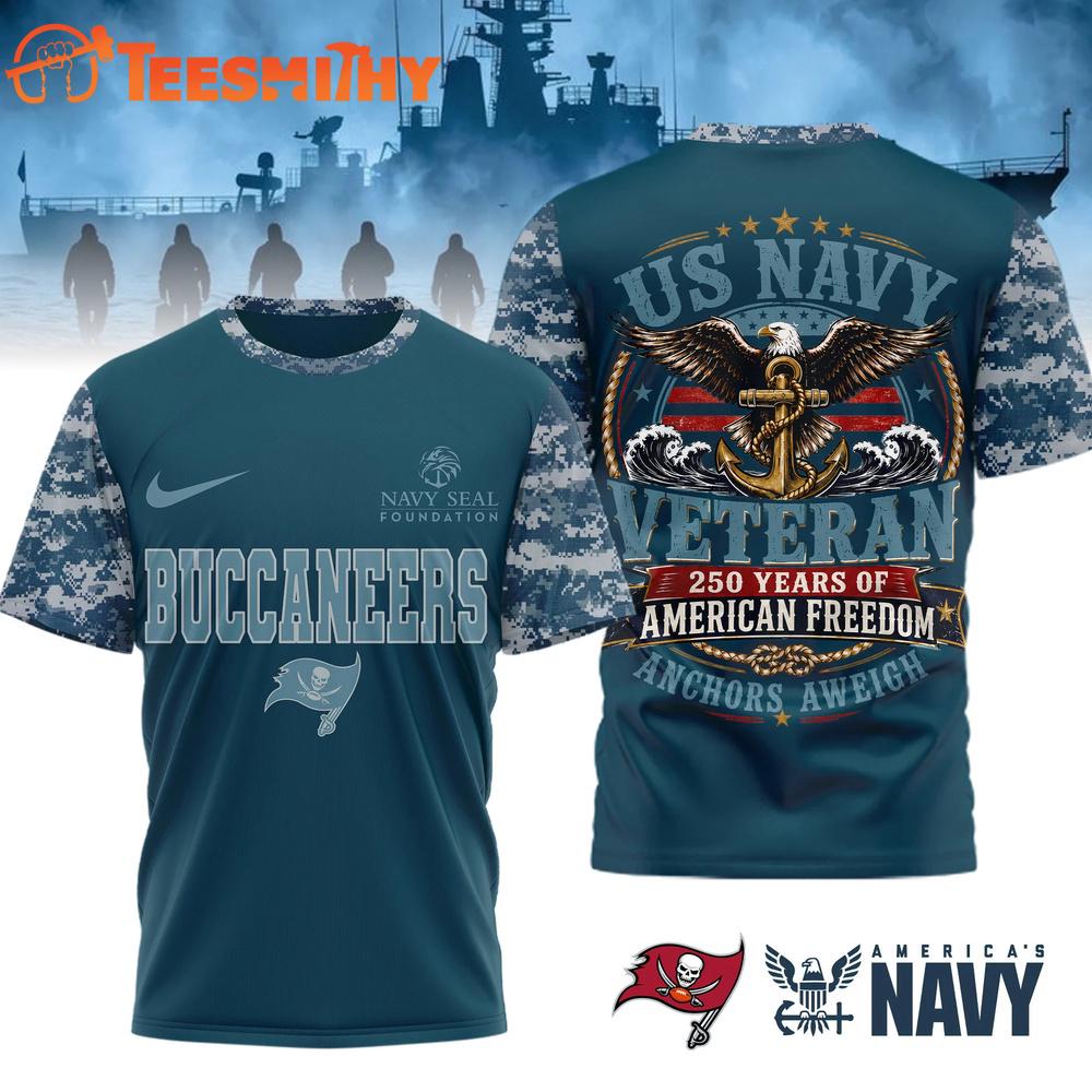 Tampa Bay Buccaneers US Navy Veteran 250 Years American Freedom 3D Shirt