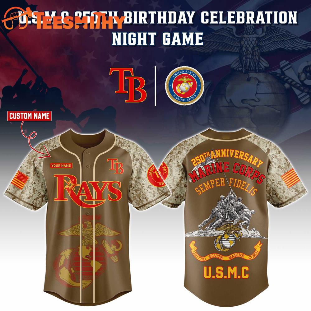 Tampa Bay Rays x U.S.M.C 250th Birthday Celebration Night Limited Edition Baseball Jersey