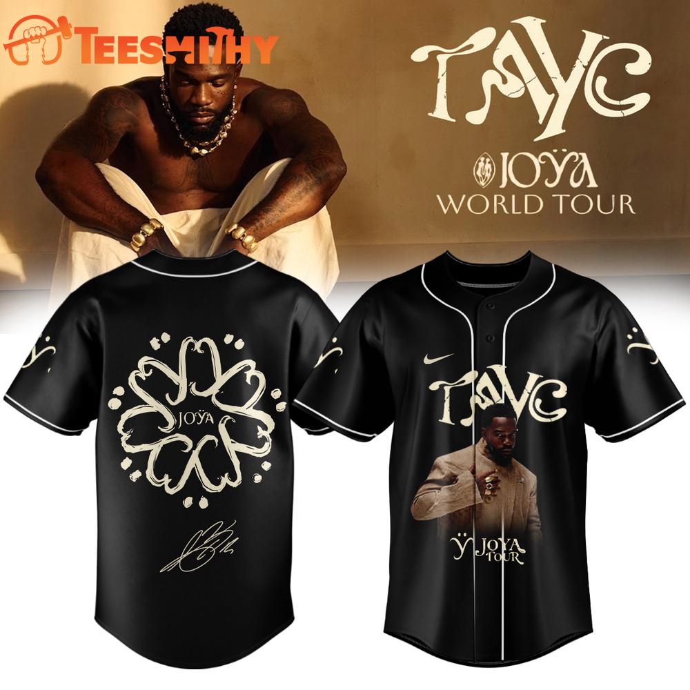 Tayc JOYA TOUR Limited Edition Signature 2026 Black Baseball Jersey