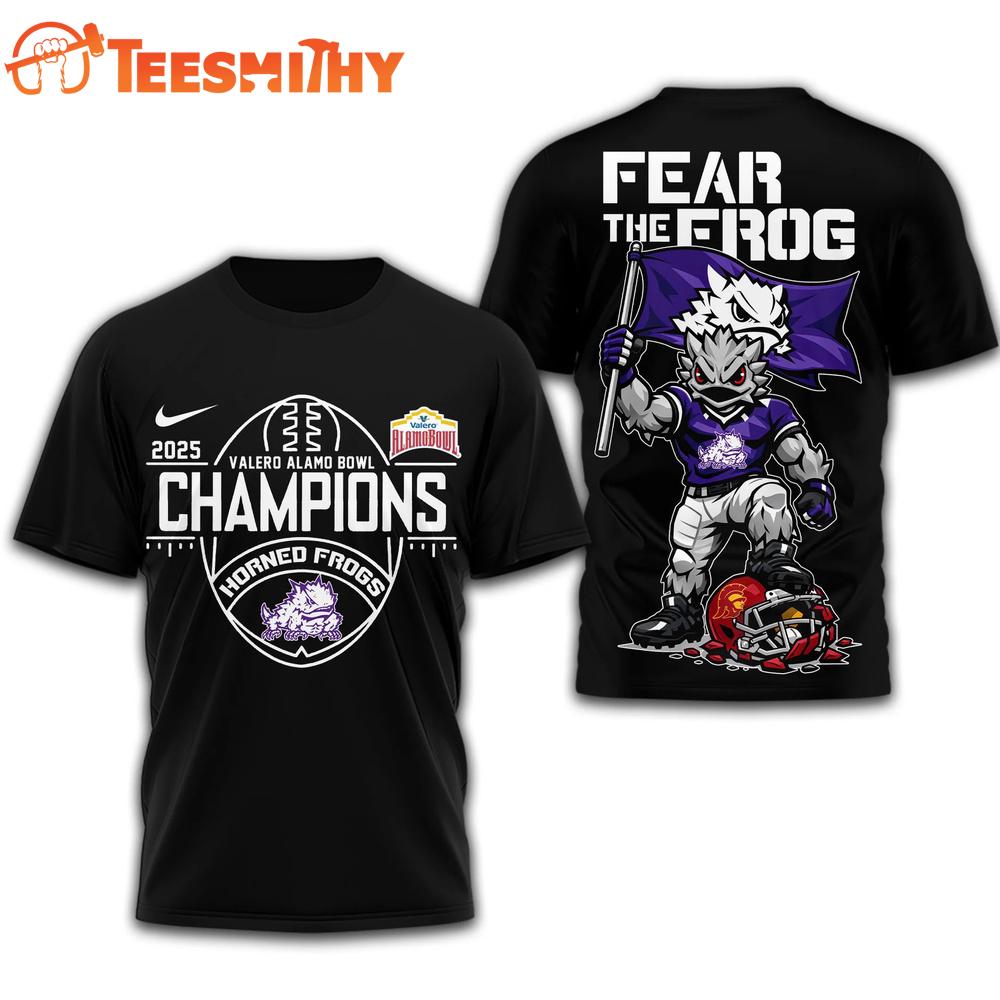 TCU Horned Frogs 2026 NCAA Valero Alamo Bowl Champions Black 3D Shirt