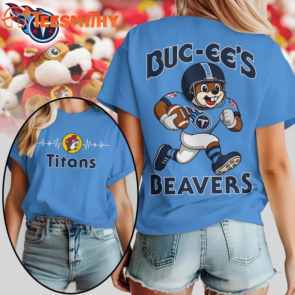 Tennessee Titans 2026 NFL Buc-ee’s Beavers All Over Print T Shirt