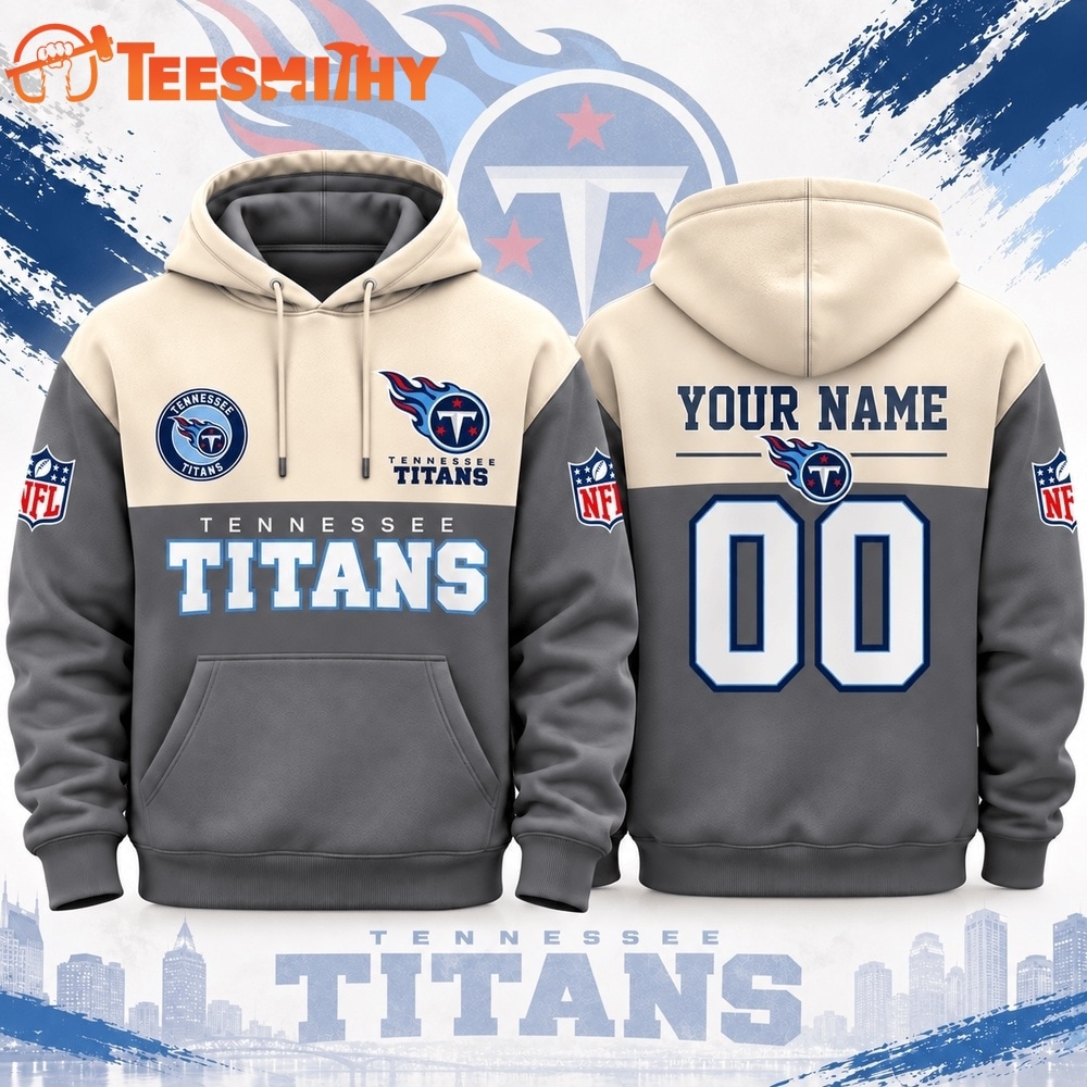 Tennessee Titans NFL Custom Varsity Colorblock Pullover Hoodie