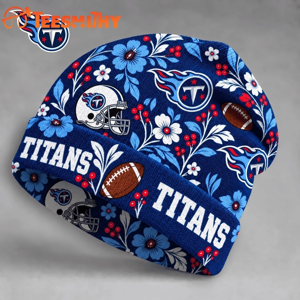 Tennessee Titans NFL Floral Team Pride Christmas Beanie Hats