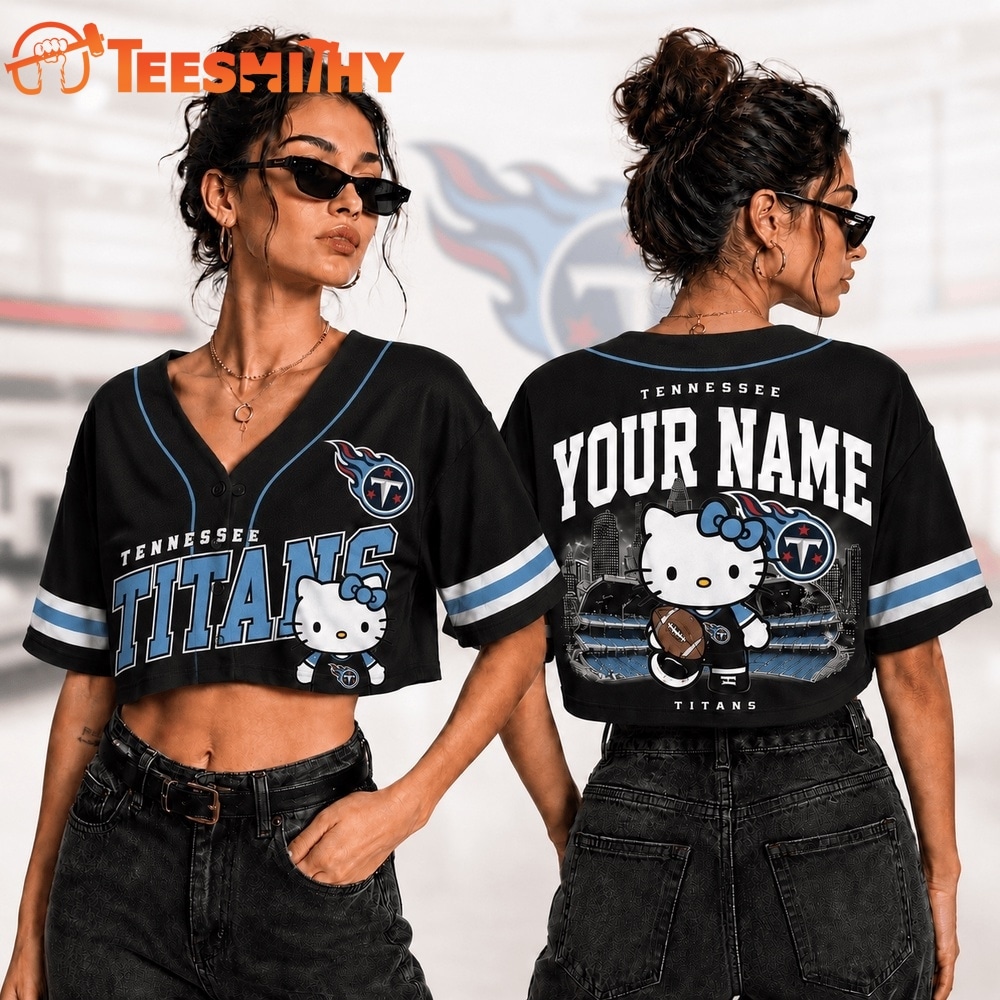 Tennessee Titans NFL Hello Kitty Personalized Crop Top Baseball Jersey