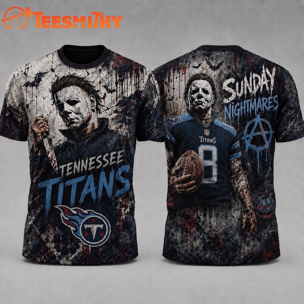 Tennessee Titans NFL Michael Myers Sunday Nightmares Horror Halloween 3D T Shirt