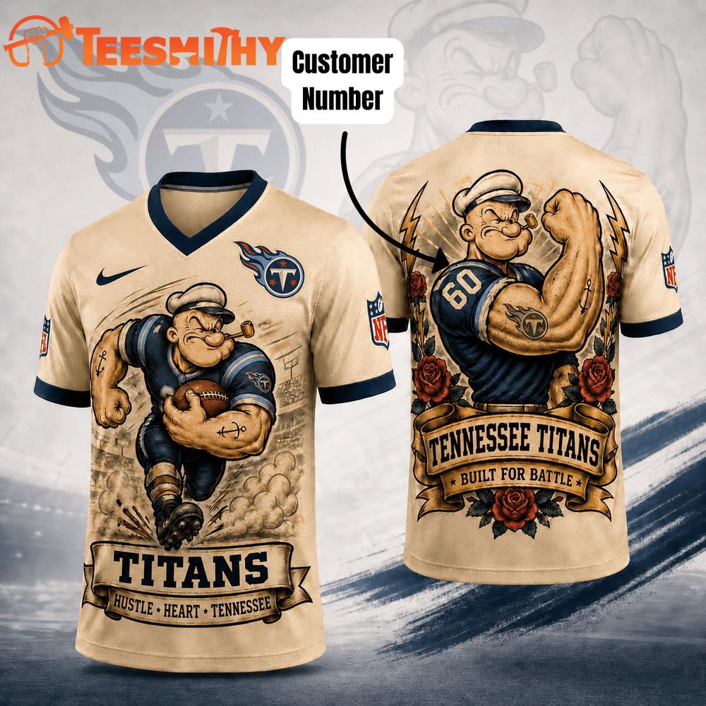 Tennessee Titans NFL Popeye Vintage Tattoo Football Jersey