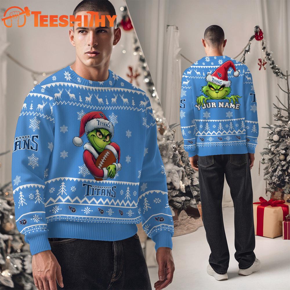 Tennessee Titans NFL Team Color Grinch Ugly Christmas Sweater