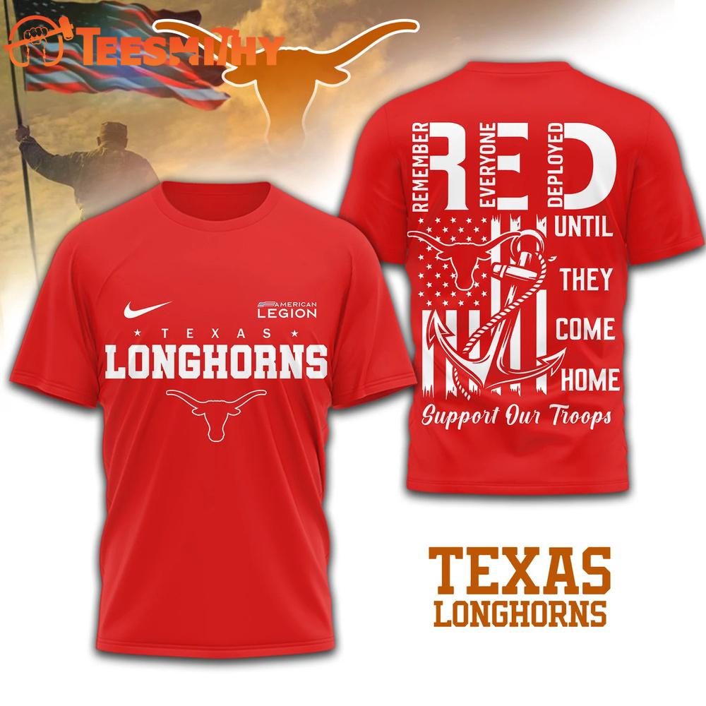 Texas Longhorns 2026 NCAA Red Friday 3D T Shirt