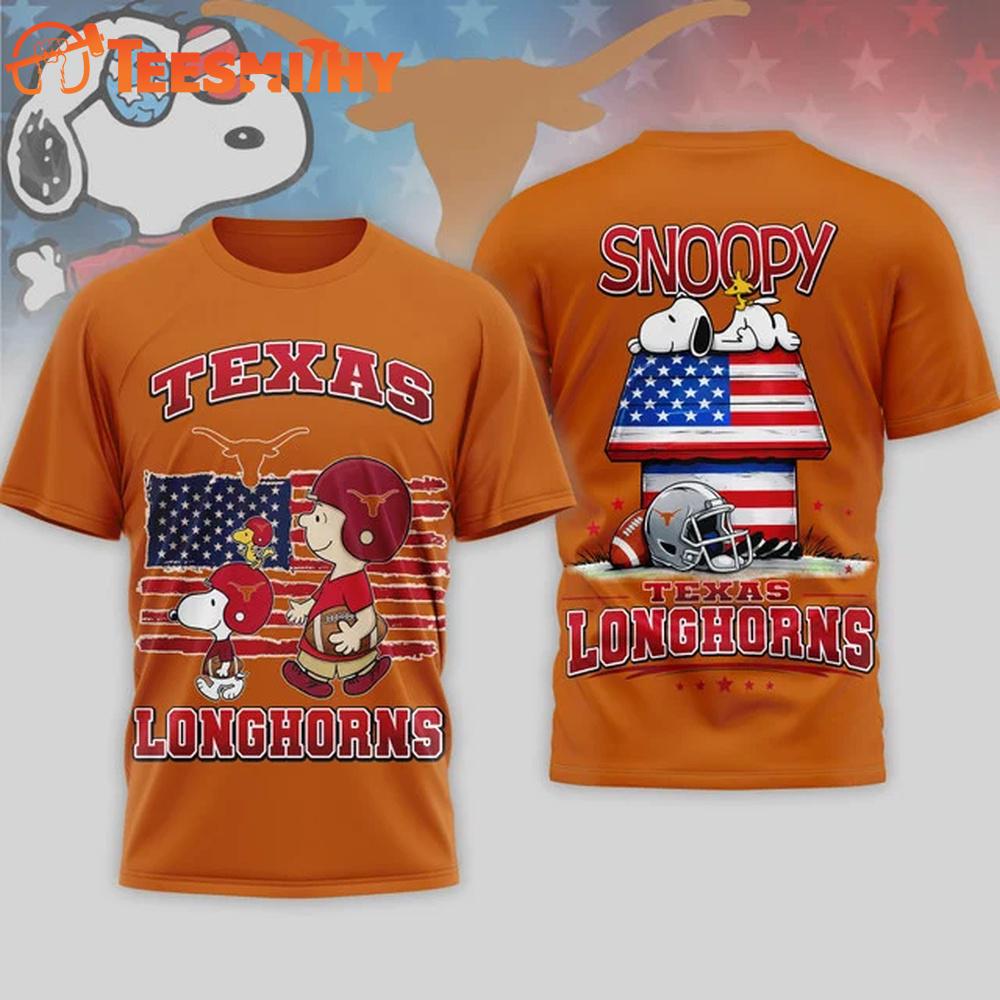 Texas Longhorns NCAA America 250 with Snoopy 3D T Shirt
