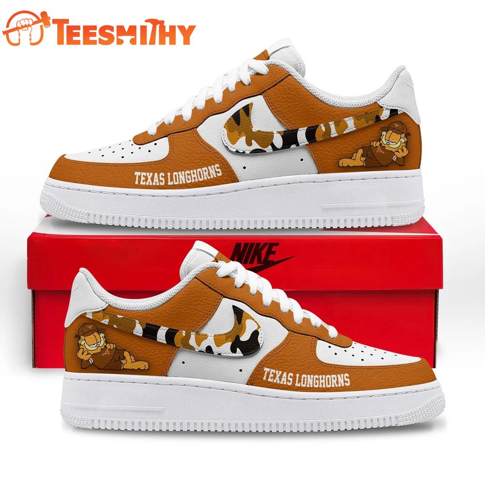 Texas Longhorns NCAA Garfield Only Show Up Air Force 1 Shoes Sneaker