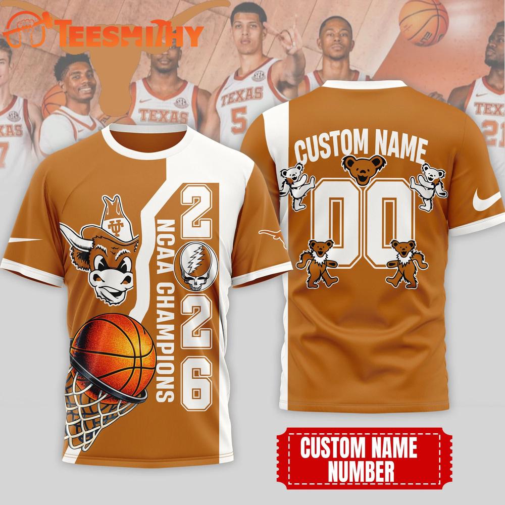 Texas Longhorns NCAA Grateful Dead Court Kings 2026 3D T Shirt