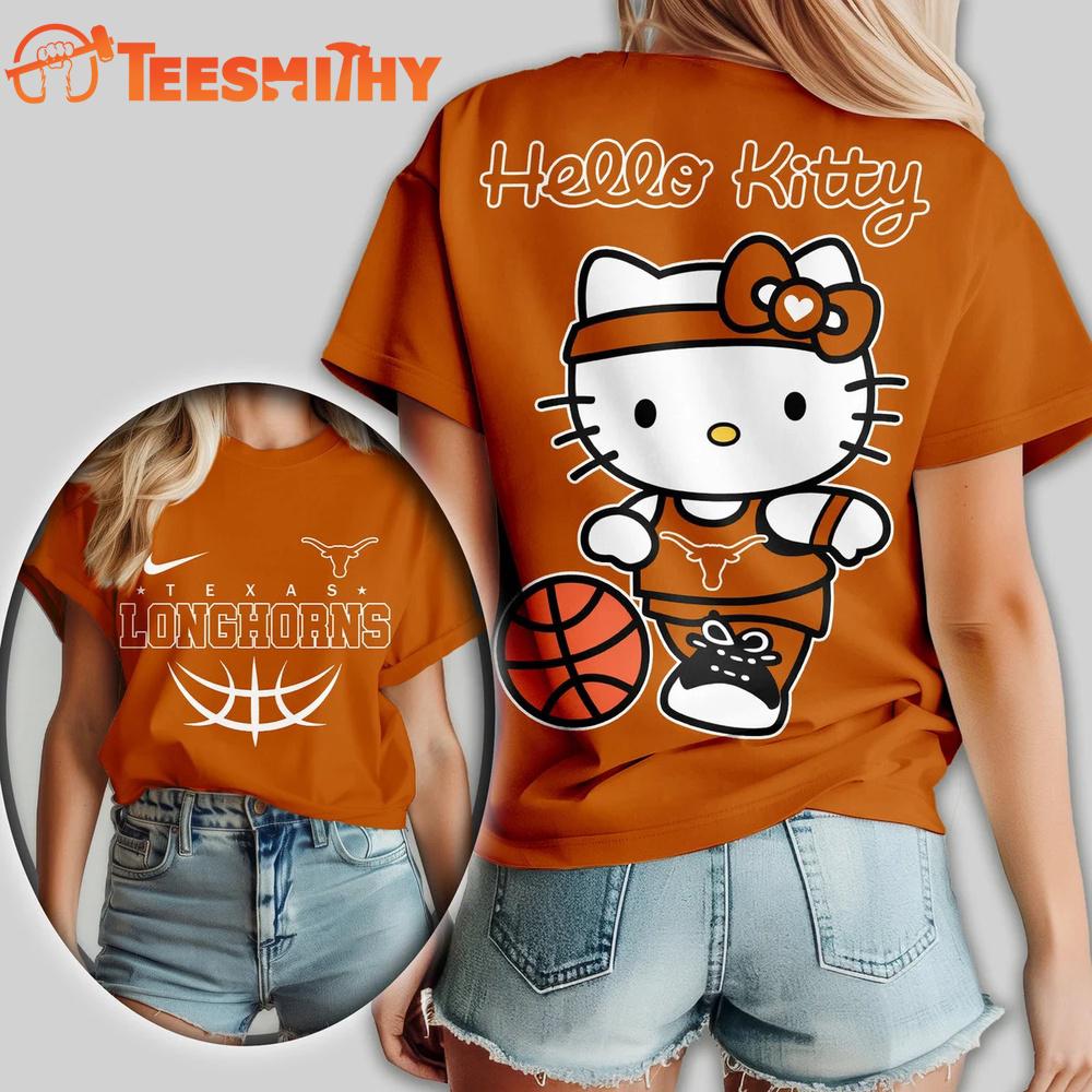 Texas Longhorns NCAA Hello Kitty Basketball Unisex 3D T Shirt