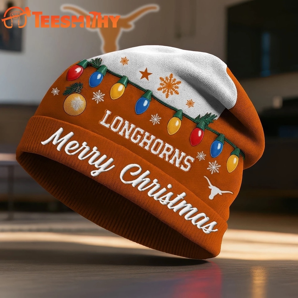 Texas Longhorns NCAA Merry Christmas Beanie Hat
