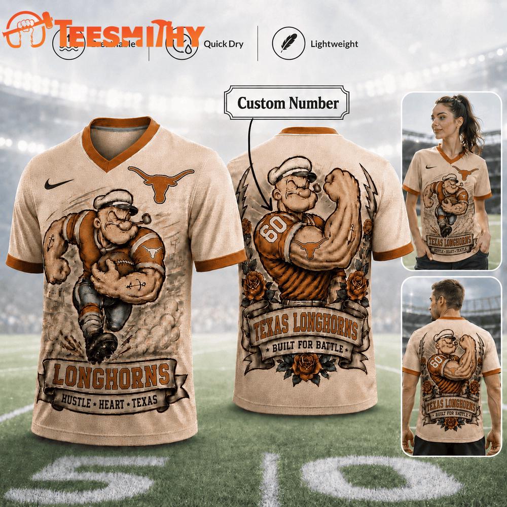 Texas Longhorns NCAA Popeye Vintage Tattoo Football Jersey