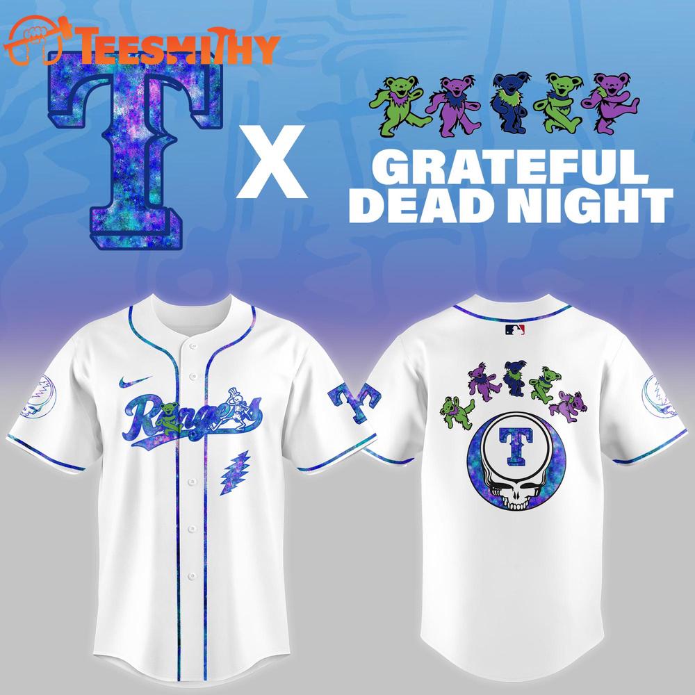 Texas Rangers 2025 Grateful Dead Night Game Baseball Jersey Texas Rangers 2025 Grateful Dead Night Game Baseball Jersey