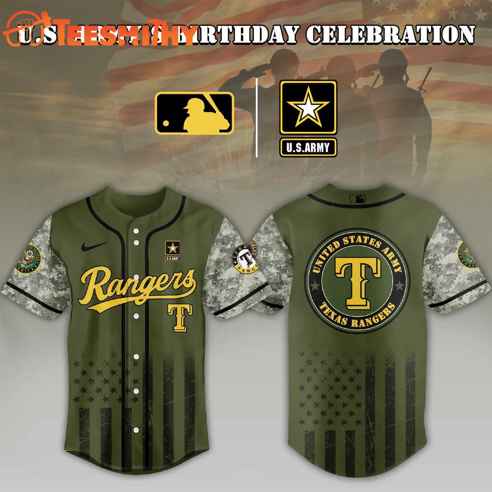 Texas Rangers 2026 US Army Birthday Baseball Jersey Shirt