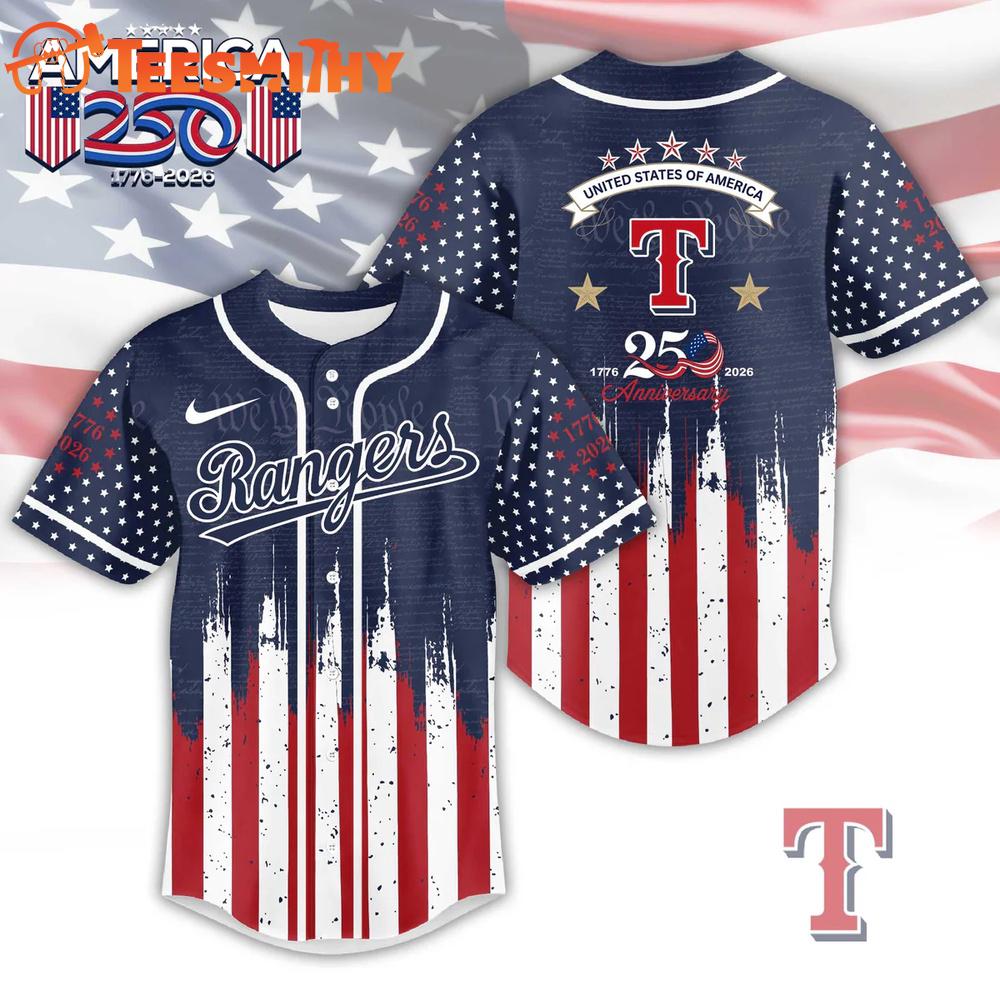 Texas Rangers America 250 Patriotic 1776–2026 Baseball Jersey